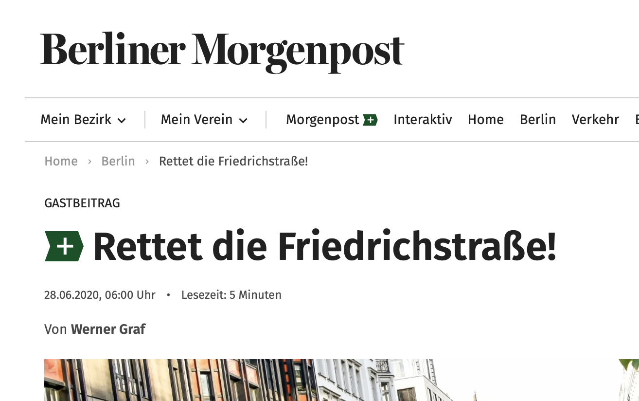 Rettet die Friedrichstraße (mein Gastbeitrag in der Morgenpost)